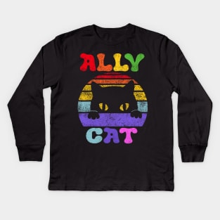 LGBT Ally Cat Be Kind Gay Rainbow Funny LGBTQ Gifts Kids Long Sleeve T-Shirt